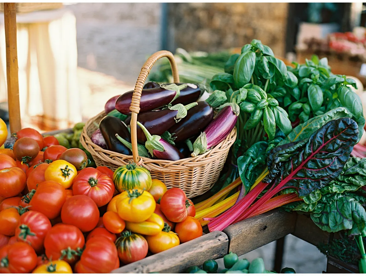 Colorful fresh vegetables arranged beautifully representing mindful food choices